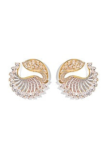 Gold Finish Zircon Ocean Conch Stud Earrings