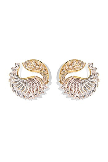Gold Finish Zircon Ocean Conch Stud Earrings