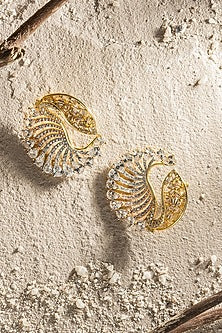 Gold Finish Zircon Ocean Conch Stud Earrings