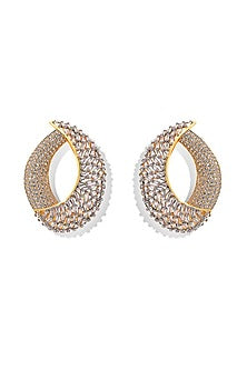 Gold Finish Zircon Stud Earrings