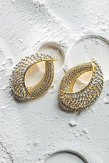 Gold Finish Zircon Stud Earrings