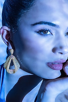 Gold Finish Zircon Hoop Earrings