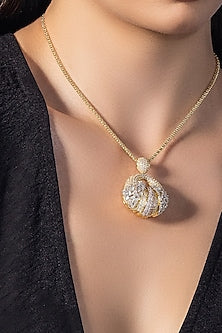 Gold Finish Zircon Nebula Light Pendant Necklace