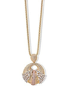 Gold Finish Zircon Nebula Light Pendant Necklace
