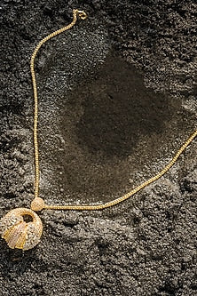 Gold Finish Zircon Nebula Light Pendant Necklace