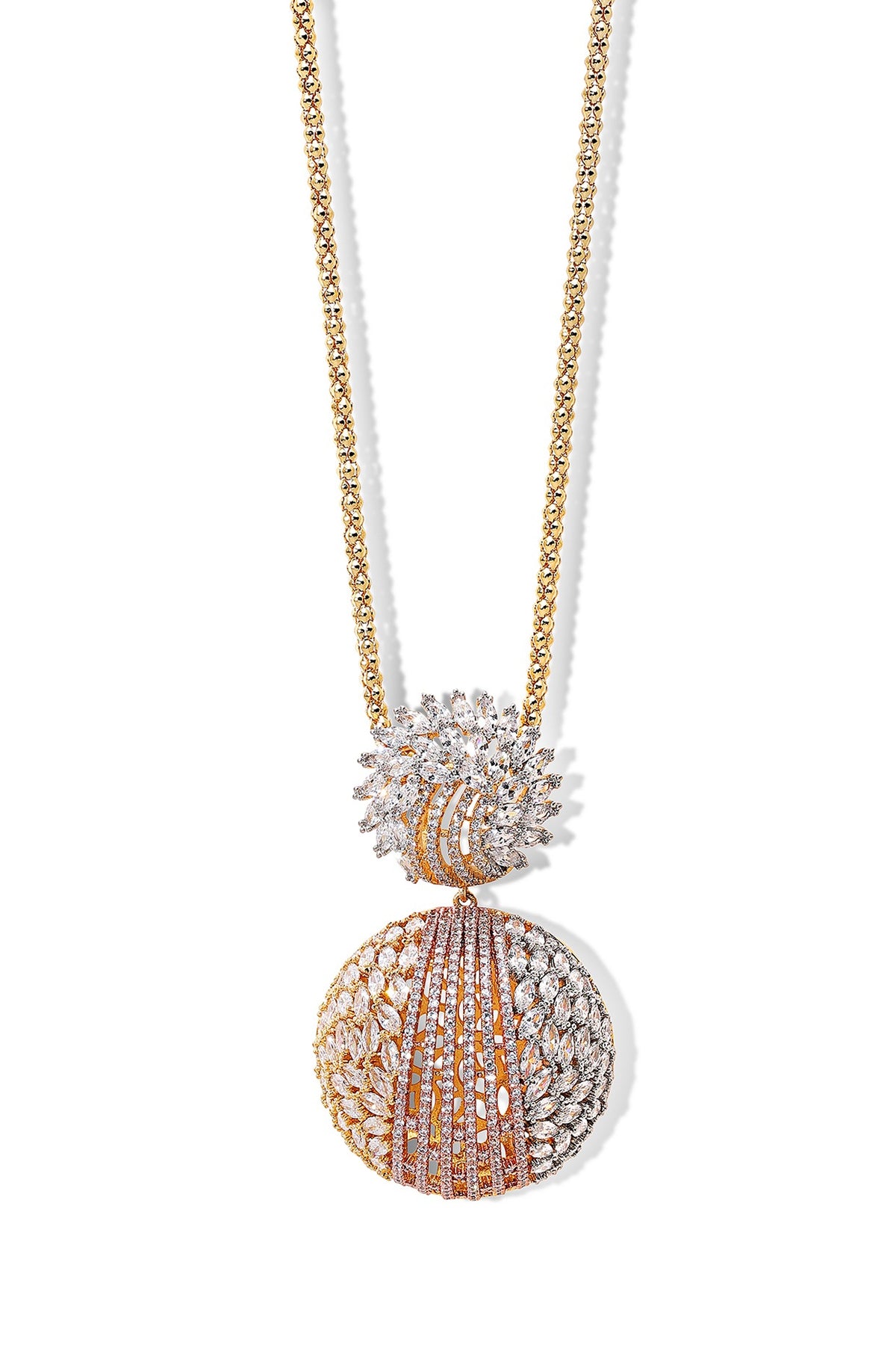 Gold Finish Zircon Polar Dream Pendant Necklace