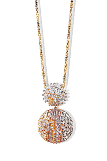 Gold Finish Zircon Polar Dream Pendant Necklace