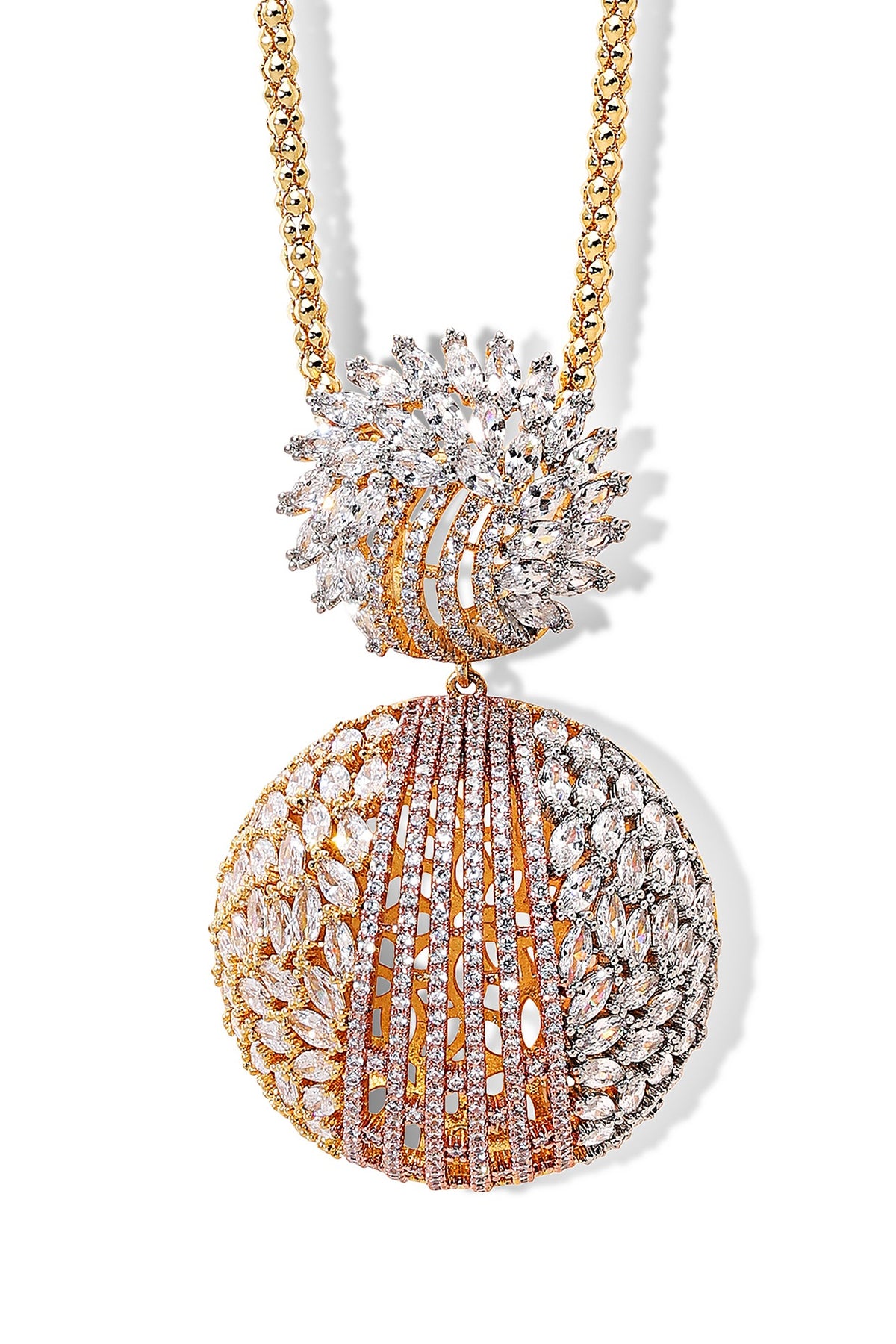 Gold Finish Zircon Polar Dream Pendant Necklace
