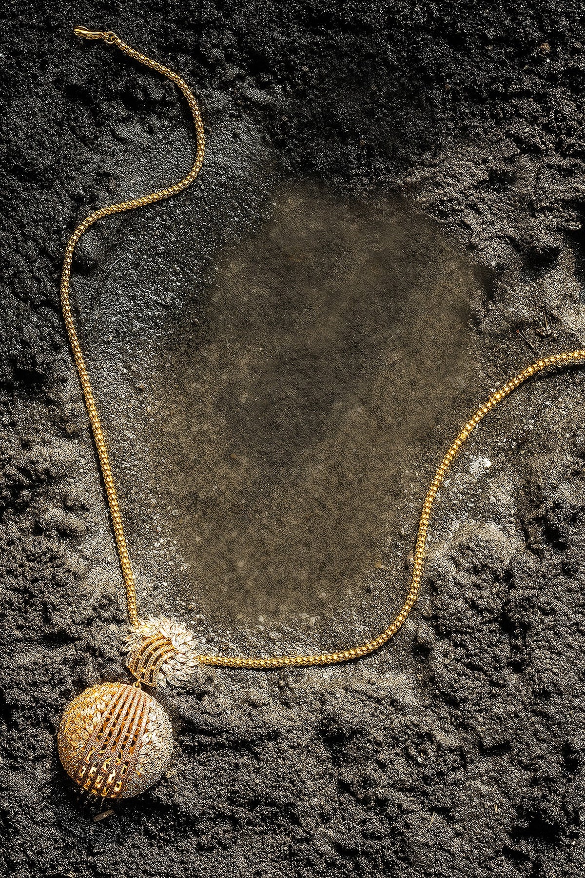 Gold Finish Zircon Polar Dream Pendant Necklace