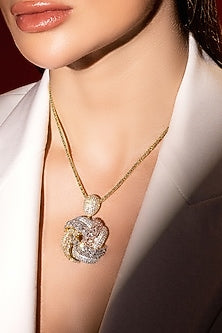 Gold Finish Zircon Ocean Heart Pendant Necklace