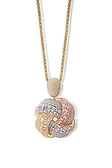 Gold Finish Zircon Ocean Heart Pendant Necklace