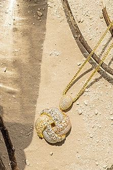 Gold Finish Zircon Ocean Heart Pendant Necklace