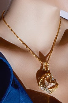Gold Finish Zircon Astral Blossom Pendant Necklace