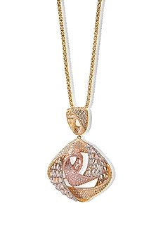 Gold Finish Zircon Astral Blossom Pendant Necklace