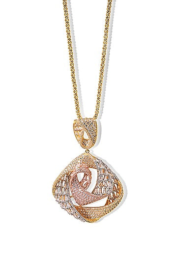 Gold Finish Zircon Astral Blossom Pendant Necklace