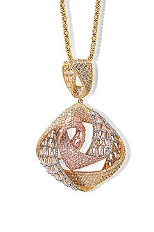Gold Finish Zircon Astral Blossom Pendant Necklace