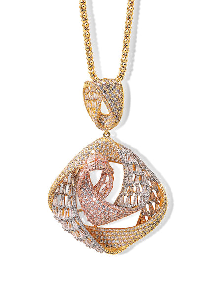 Gold Finish Zircon Astral Blossom Pendant Necklace