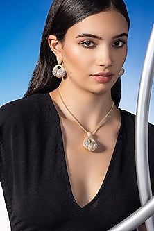 Gold Finish Zircon Pendant Necklace Set