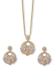 Gold Finish Zircon Pendant Necklace Set