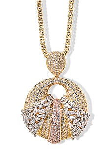 Gold Finish Zircon Pendant Necklace Set