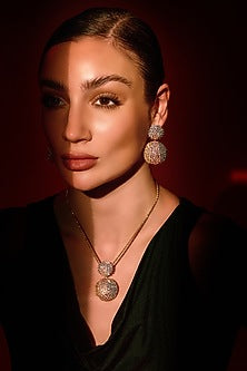 Gold Finish Zircon Pendant Necklace Set