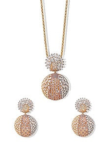 Gold Finish Zircon Pendant Necklace Set