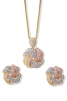 Gold Finish Zircon Pendant Necklace Set