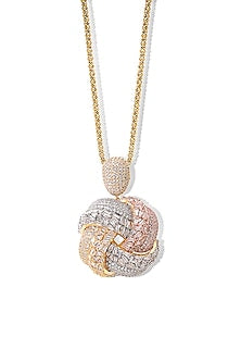 Gold Finish Zircon Pendant Necklace Set