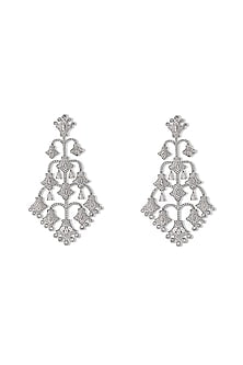 White Gold Finish Zircon Dangler Earrings