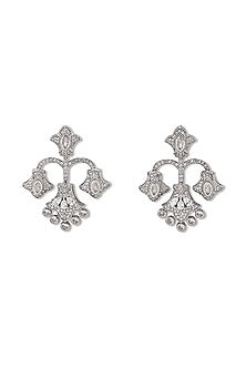 White Gold Finish Zircon Dangler Earrings