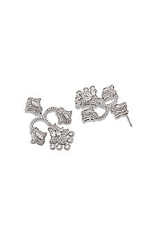 White Gold Finish Zircon Dangler Earrings