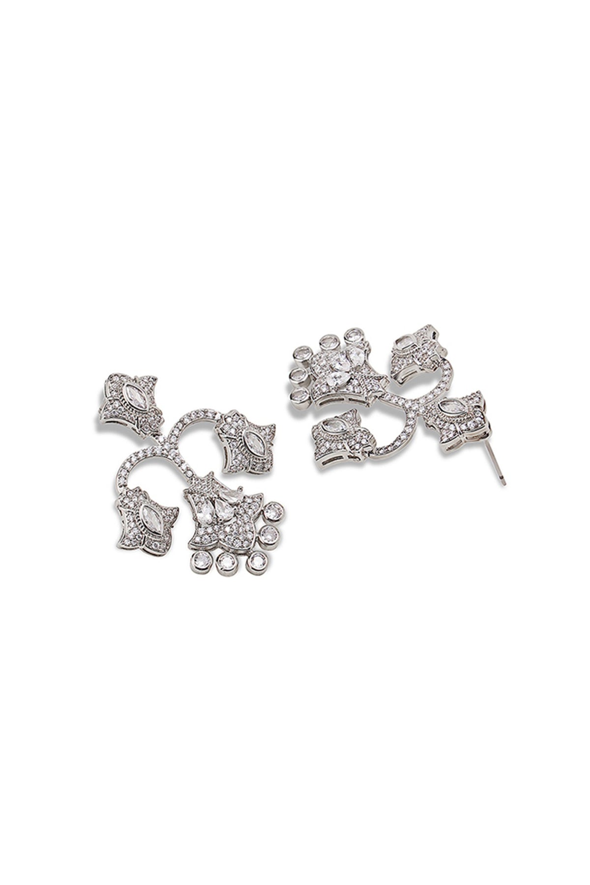 White Gold Finish Zircon Dangler Earrings