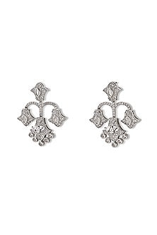 White Gold Finish Zircon Dangler Earrings