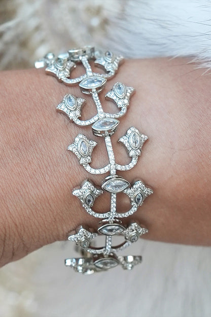 White Gold Finish Zircon Bracelet