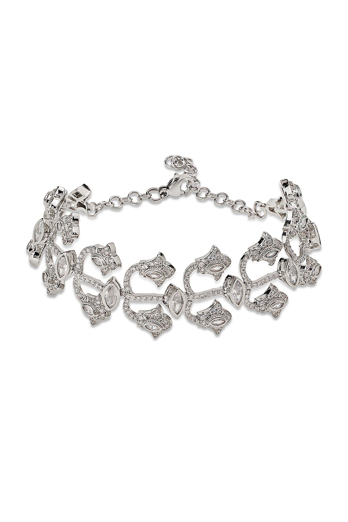 White Gold Finish Zircon Bracelet