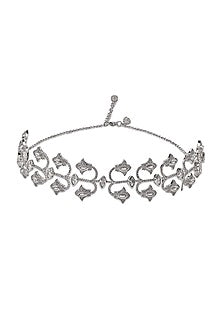 White Gold Finish Zircon Choker Necklace