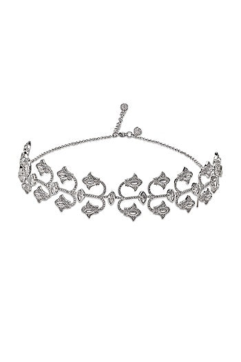 White Gold Finish Zircon Choker Necklace
