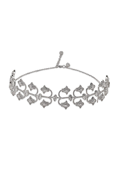 White Gold Finish Zircon Choker Necklace