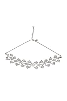 White Gold Finish Zircon Choker Necklace
