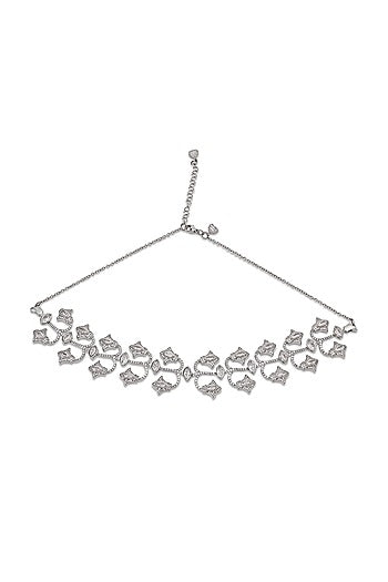 White Gold Finish Zircon Choker Necklace