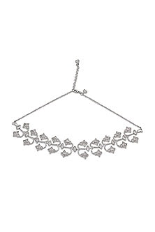 White Gold Finish Zircon Choker Necklace