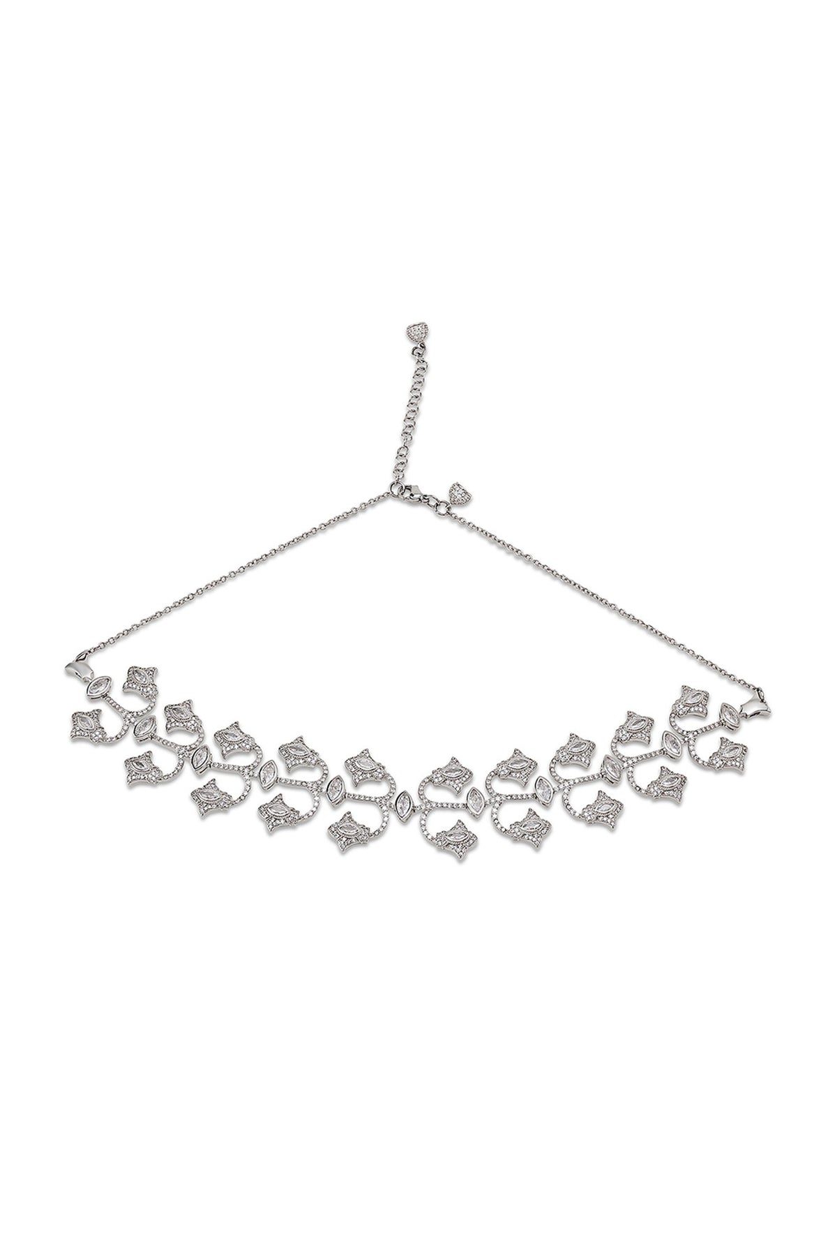 White Gold Finish Zircon Choker Necklace