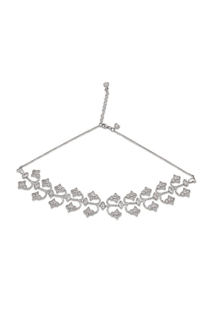 White Gold Finish Zircon Choker Necklace