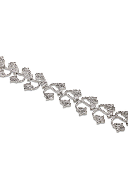White Gold Finish Zircon Choker Necklace