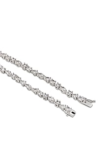 White Gold Finish Zircon & Emerald Green Stone Long Necklace
