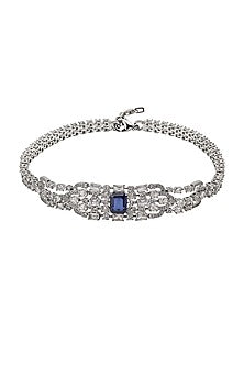 White Gold Finish Zircon & Tanzanite Stone Necklace