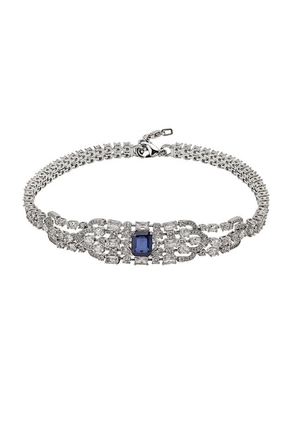 White Gold Finish Zircon & Tanzanite Stone Necklace