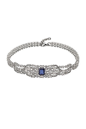 White Gold Finish Zircon & Tanzanite Stone Necklace