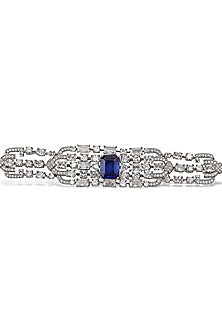 White Gold Finish Zircon & Tanzanite Stone Necklace