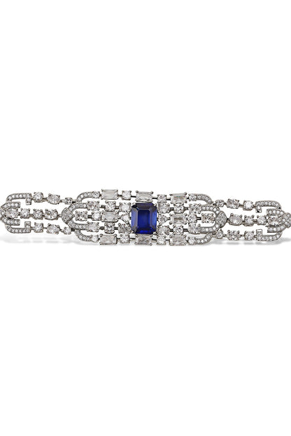 White Gold Finish Zircon & Tanzanite Stone Necklace